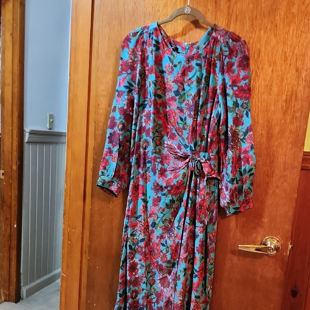 Talbots Vibrant Floral Long Sleeve Dress
